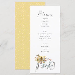 Tandem Bicycle Rustic Sunflower Watercolor Wedding Menu