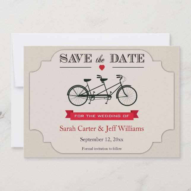 Tandem Bicycle Save the Date Cards (Front)