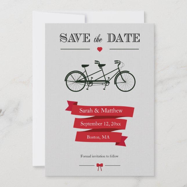 Tandem Bicycle Save the Date Cards (Front)