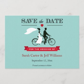 Tandem Bicycle Save The Date Cards by PMCustomWeddings at Zazzle