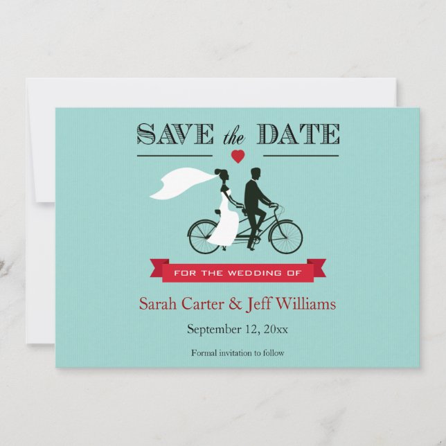 Tandem Bicycle Save the Date Cards (Front)