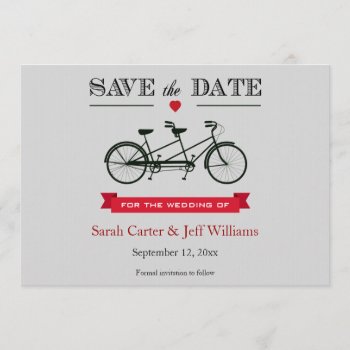 Tandem Bicycle Save The Date Cards by PMCustomWeddings at Zazzle
