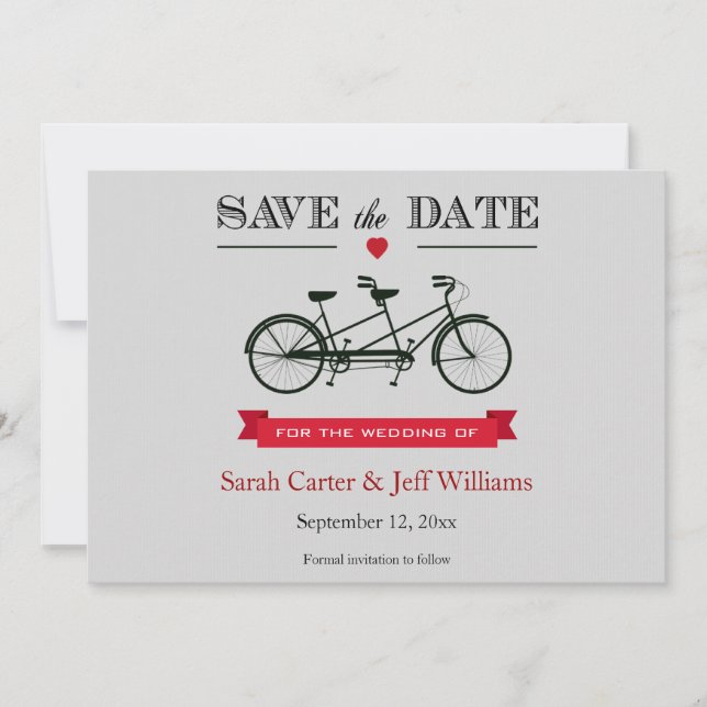Tandem Bicycle Save the Date Cards (Front)