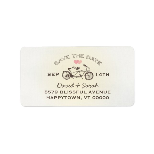 Tandem Bicycle Save The Date  Label (Front)