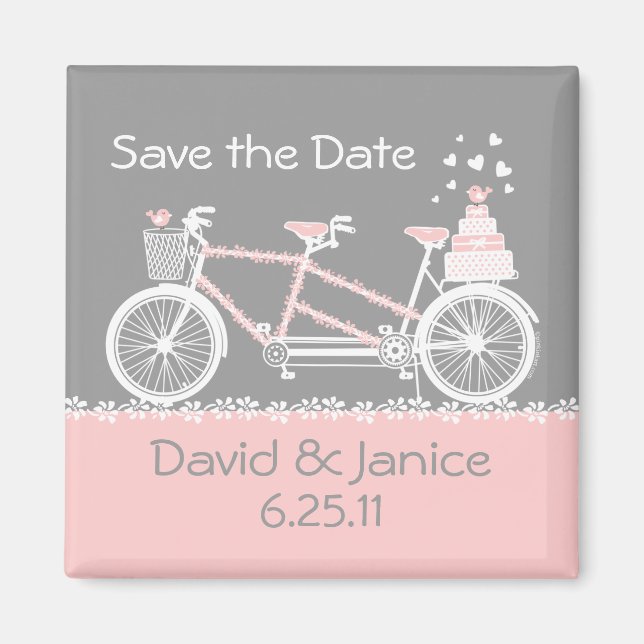 Tandem Bicycle Save The Date Magnet (Front)