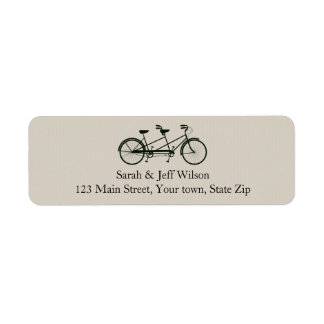 Tandem Bicycle Taupe Return Address Labels