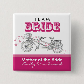 Tandem Bicycle "Team Bride" Bridal Party Button