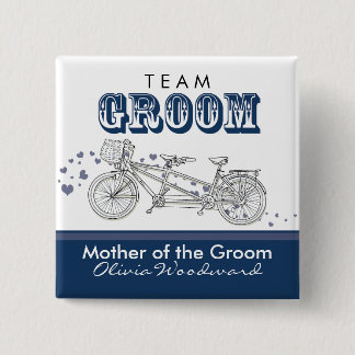 Tandem Bicycle "Team Groom" Bridal Party Button