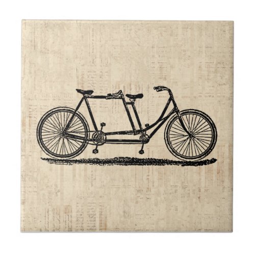 Tandem Bicycle Two Person Bicycle Antique Bike Ceramic Tile