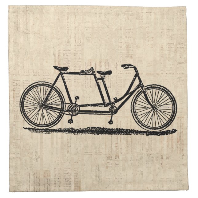 Tandem Bicycle Two Person Bicycle Antique Bike Cloth Napkin (Front)