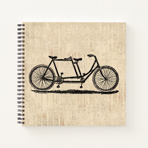 Tandem Bicycle Two Person Bicycle Antique Bike Notebook