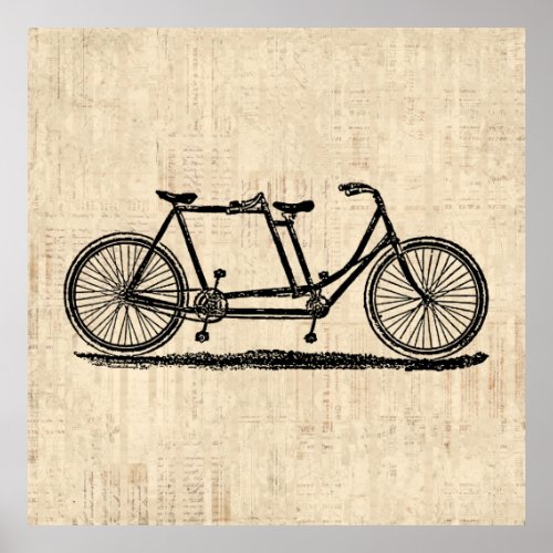 Tandem Bicycle Two Person Bicycle Antique Bike Poster