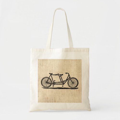 Tandem Bicycle Two Person Bicycle Antique Bike Tote Bag