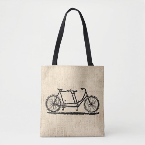 Tandem Bicycle Two Person Bicycle Antique Bike Tote Bag