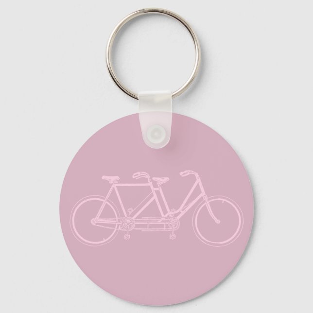 Tandem Bicycle Two Seat Bike Art CUSTOM COLOR Keychain (Front)