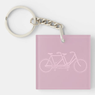 Tandem Bicycle Two Seat Bike Art CUSTOM COLOR Keychain