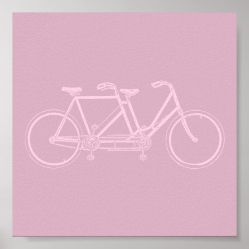 Tandem Bicycle Two Seat Bike Art CUSTOM COLOR Poster