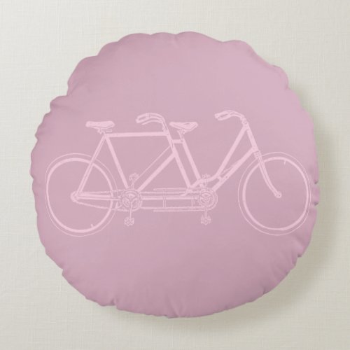 Tandem Bicycle Two Seat Bike Art CUSTOM COLOR Round Pillow