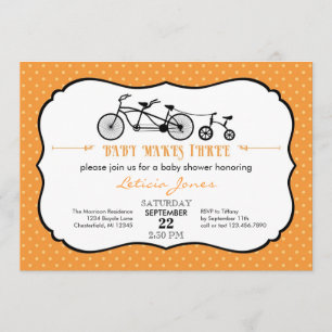Tandem Bicycle Unisex Baby Shower Invitation