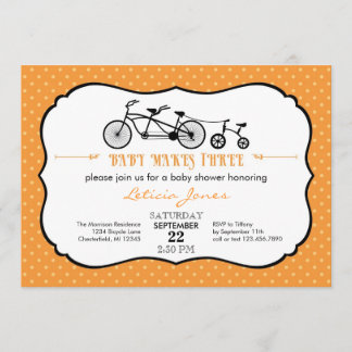 Tandem Bicycle Unisex Baby Shower Invitation
