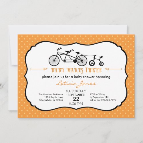 Tandem Bicycle Unisex Baby Shower Invitation