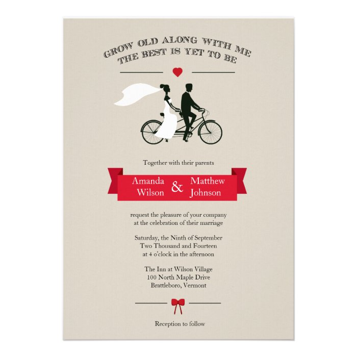 Tandem Bicycle Vintage Wedding Invitations