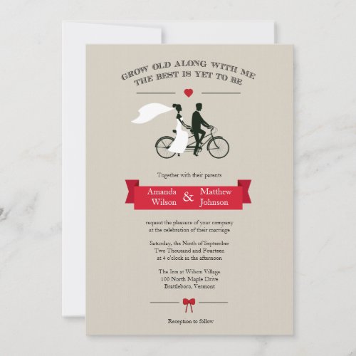 Tandem Bicycle Vintage Wedding Invitations