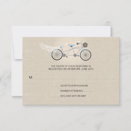 Tandem Bicycle Wedding Faux Linen RSVP