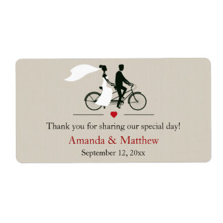 Tandem Bicycle Wedding Favor Labels
