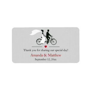 Tandem Bicycle Wedding Favor Labels