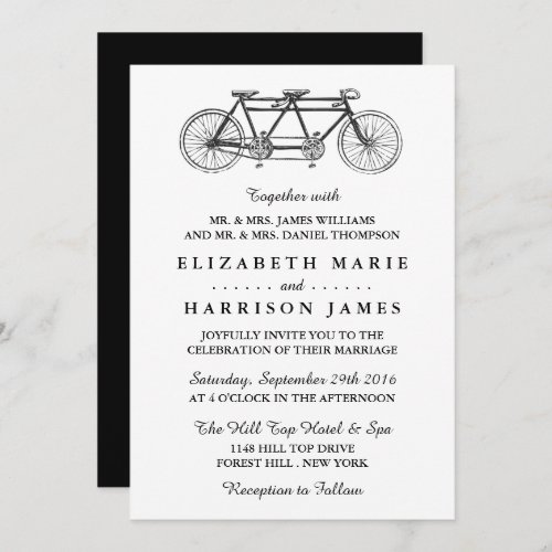 Tandem Bicycle Wedding Invitation