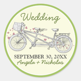 Tandem Bicycle Wedding Invitation Seal (lime)