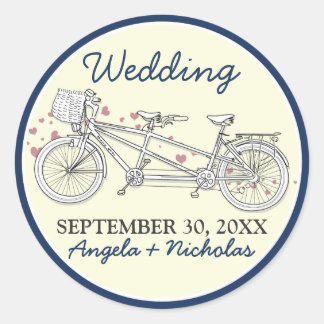 Tandem Bicycle Wedding Invitation Seal (navy)