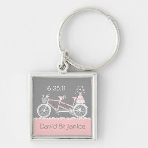 Tandem Bicycle Wedding Keepsake Keychain