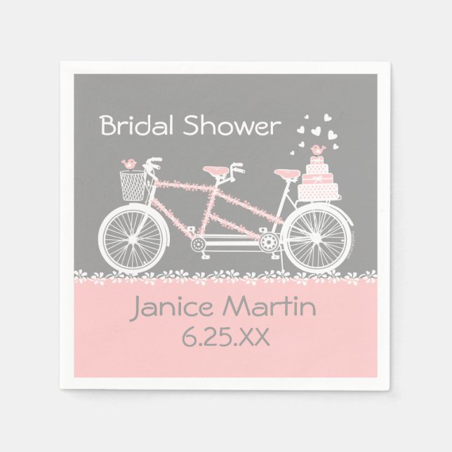 Tandem Bicycle Wedding Napkins (Front)