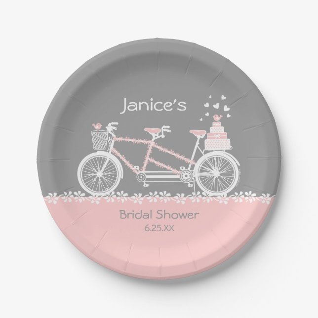 Tandem Bicycle Wedding Paper Plates (Front)