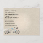 Tandem Bicycle Wedding Save the Date Announcement Postcard (Back)