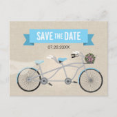 Tandem Bicycle Wedding Save the Date Announcement Postcard (Front)