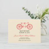 Tandem Bicycle Wedding Save The Date Pink Ecru (Standing Front)