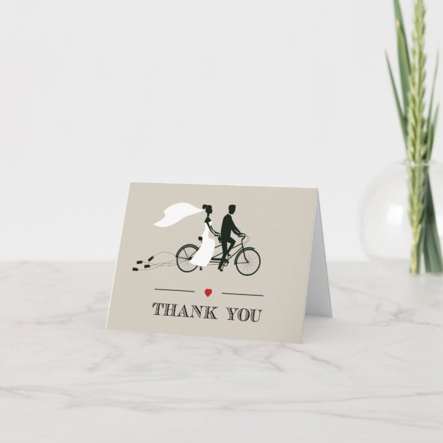 Tandem Bicycle Wedding Thank You Card (Front)