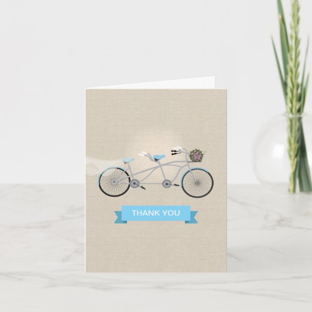 Tandem Bicycle Wedding Thank You Card (Front)