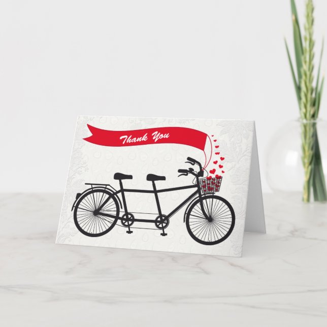 Tandem Bicycle Wedding Thank You Card (Front)