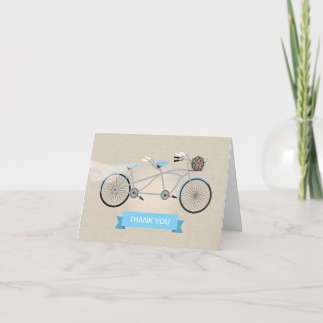 Tandem Bicycle Wedding Thank You Card (Front)