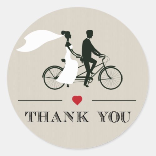 Tandem Bicycle Wedding Thank You Stickers