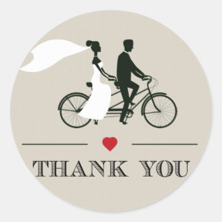 Tandem Bicycle Wedding Thank You Stickers