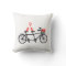 tandem bicycle with cute love birds and red hearts