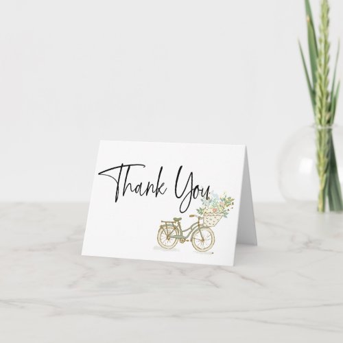 Tandem Bicycle with Flowers Thank You Card