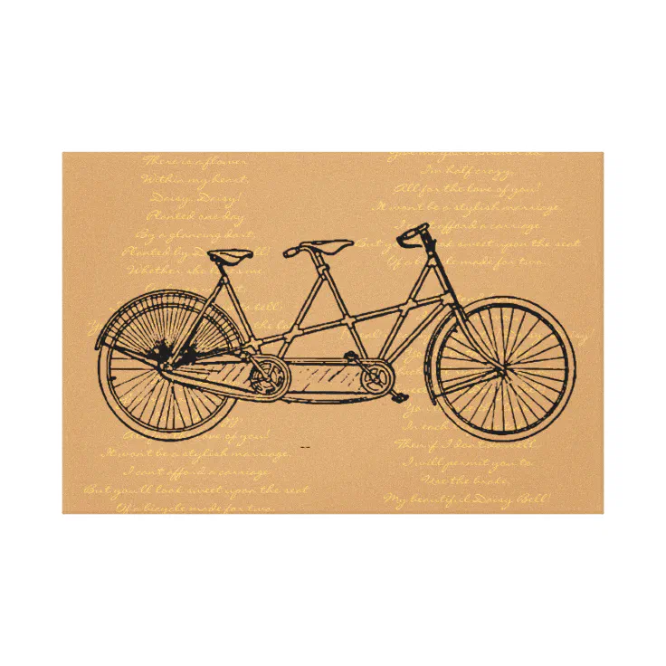 Tandem Bicycle With Lyrics To Daisy Bell Canvas Print Zazzle