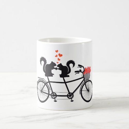 tandem bicycle with squirrels coffee mug