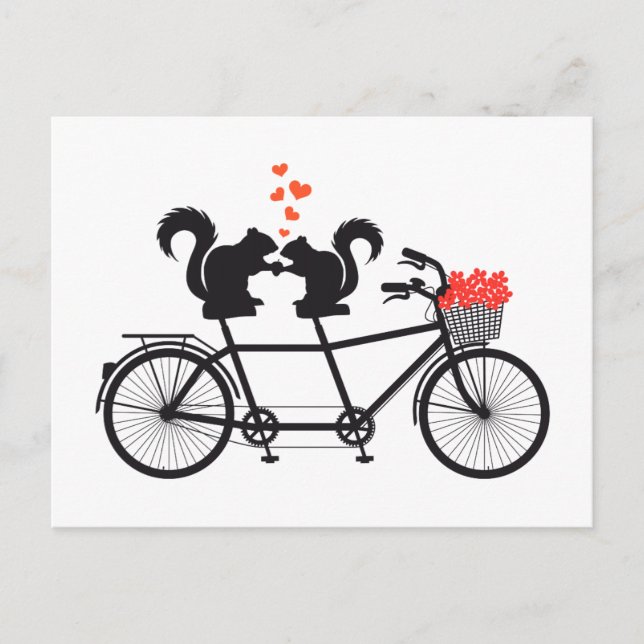 tandem bicycle with squirrels postcard (Front)